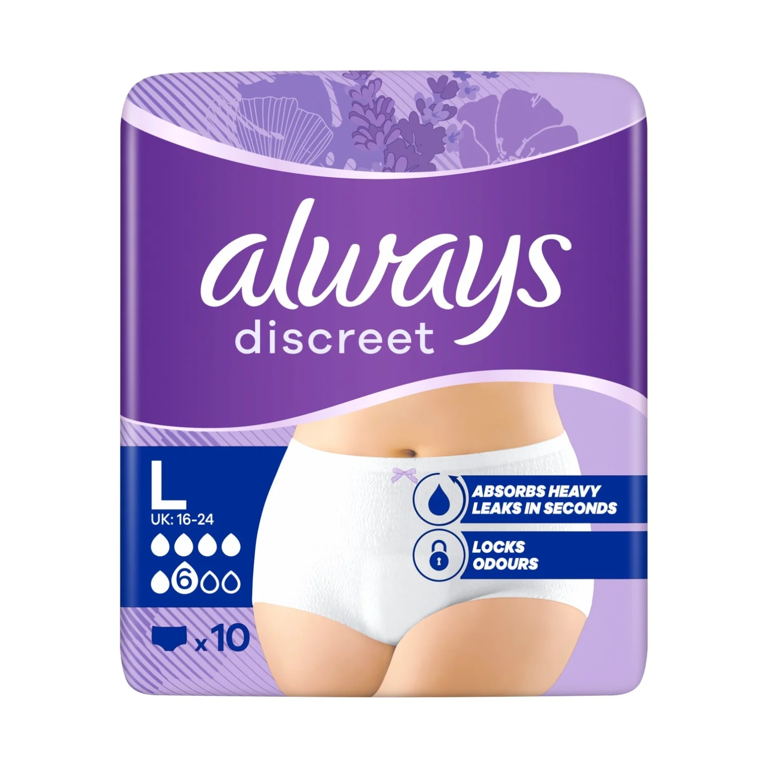 Always Discreet Incontinence Pants L 10 Per Pack