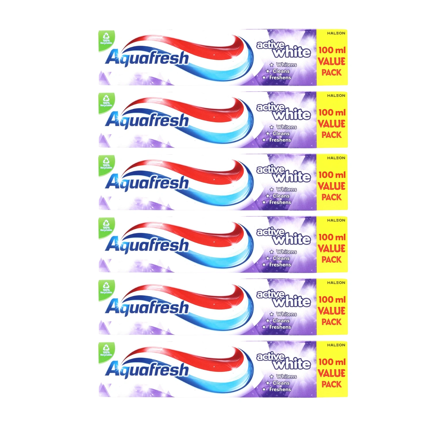 Aquafresh Active Whitening Toothpaste 100ml - Pack of 6