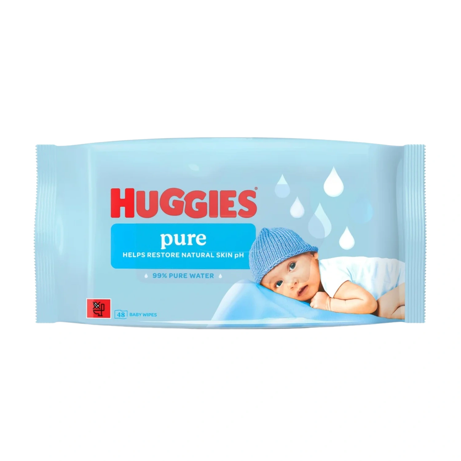 Huggies Pure 0% Plastic Baby Wipes 48 Wipes